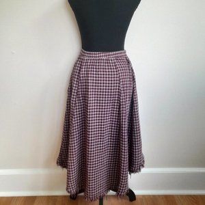 Plaid Maroon & Grey Midi Skirt (S) (Vintage)